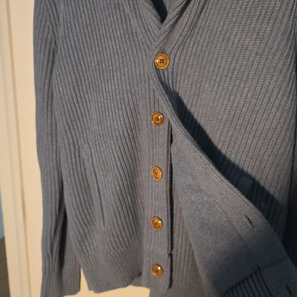 Brooks Brothers Small Blue Gray Cowl Neck Cardigan Perfect Condition